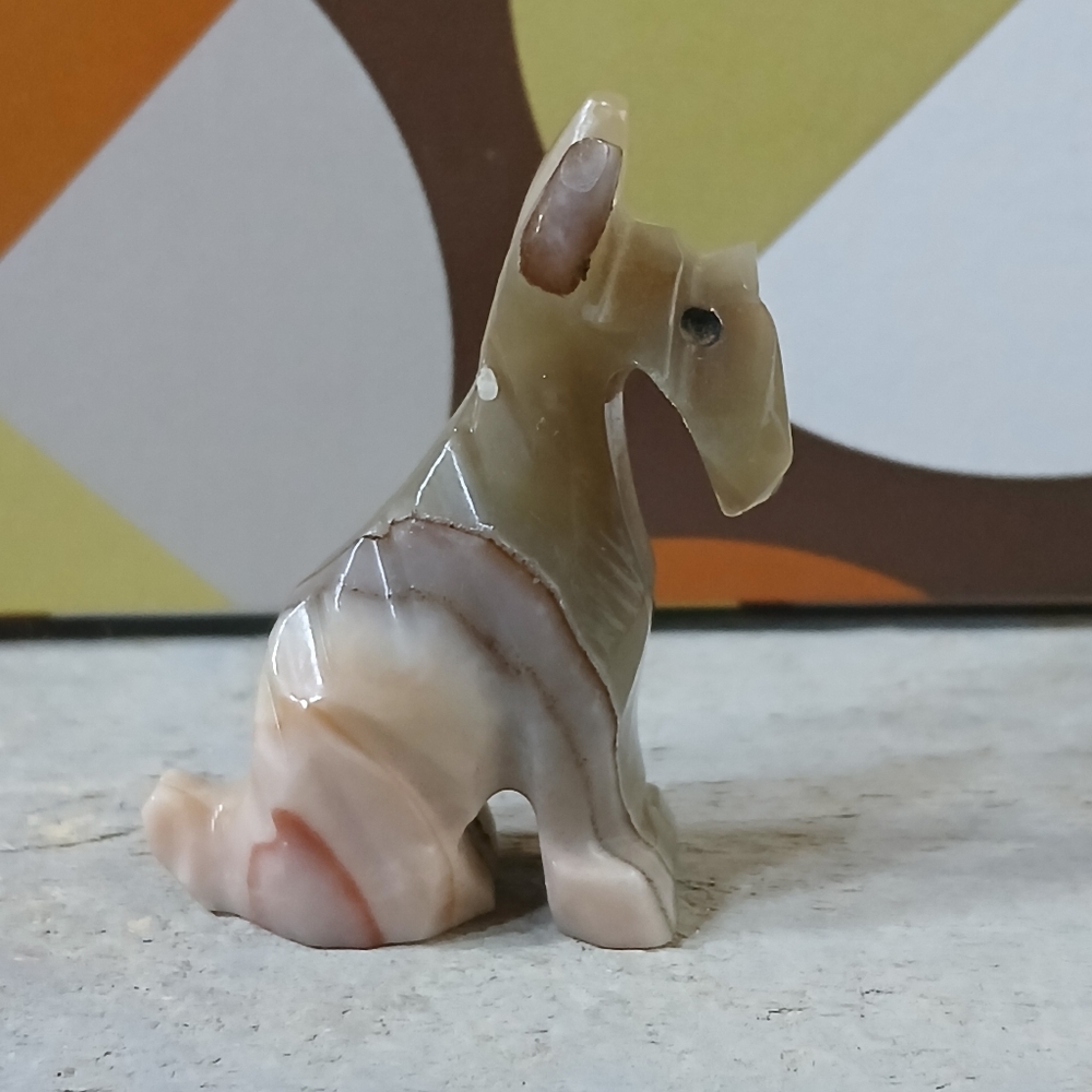 Miniature Carved Stone Scottie Dog Figurine